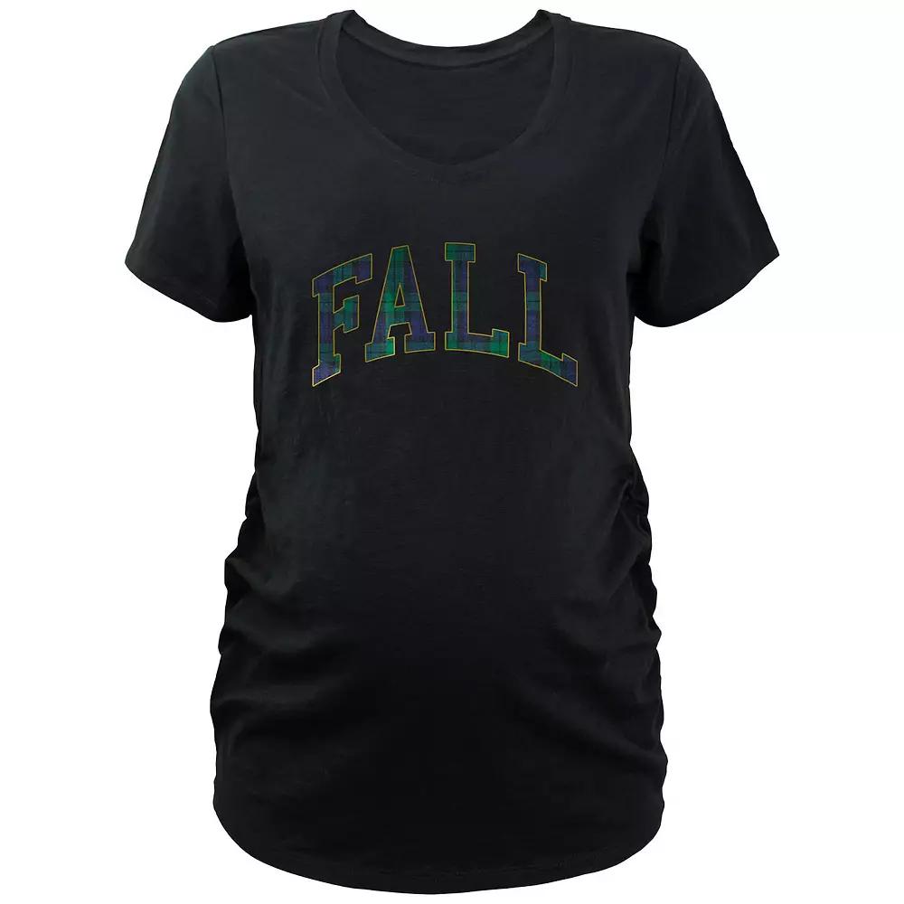 Maternity Fall Plaid Print Graphic Tee, Women's,  Product Image