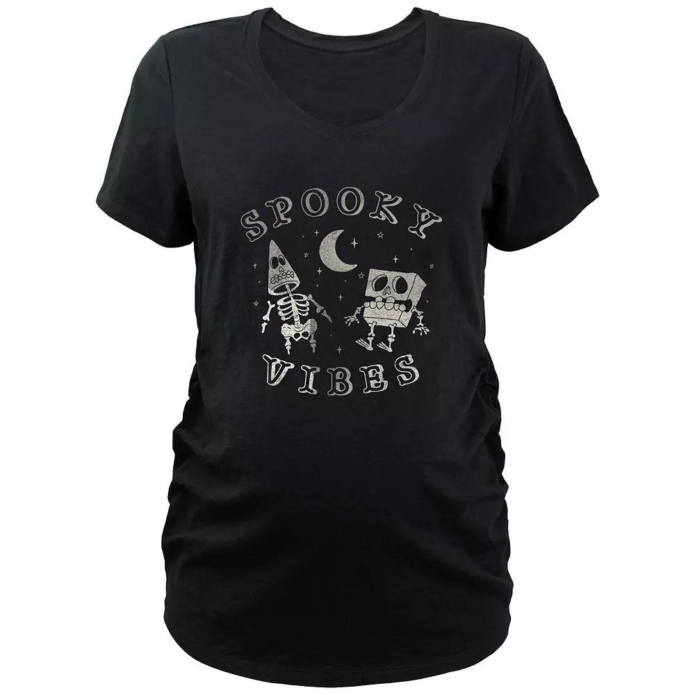 Maternity Nickelodeon SpongeBob SquarePants Skeleton Spooky Vibes Graphic Tee, Women's,  Product Image