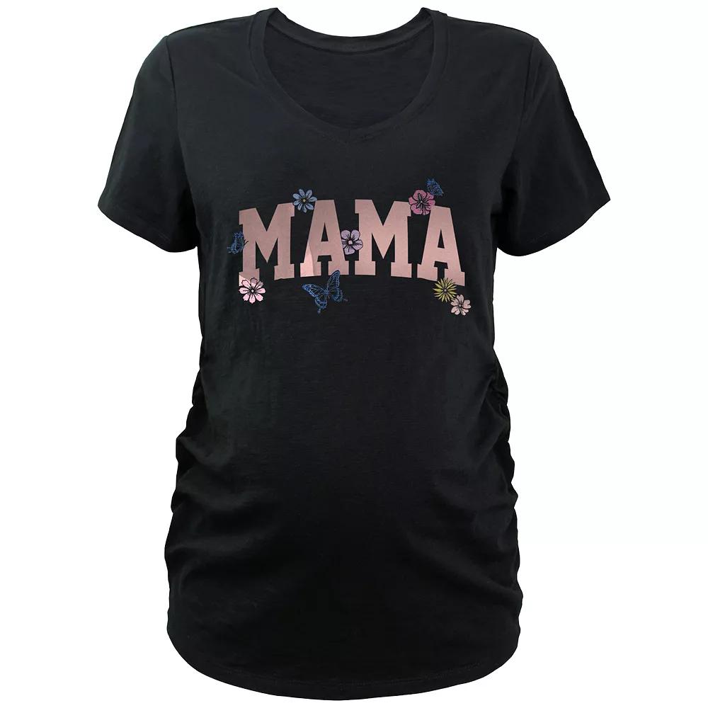 Maternity Mama Flowers V-Neck Graphic Tee, Women's,  Product Image