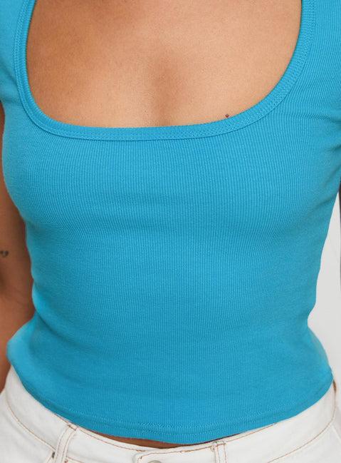 Baseline Square Neck Rib Top Blue Product Image