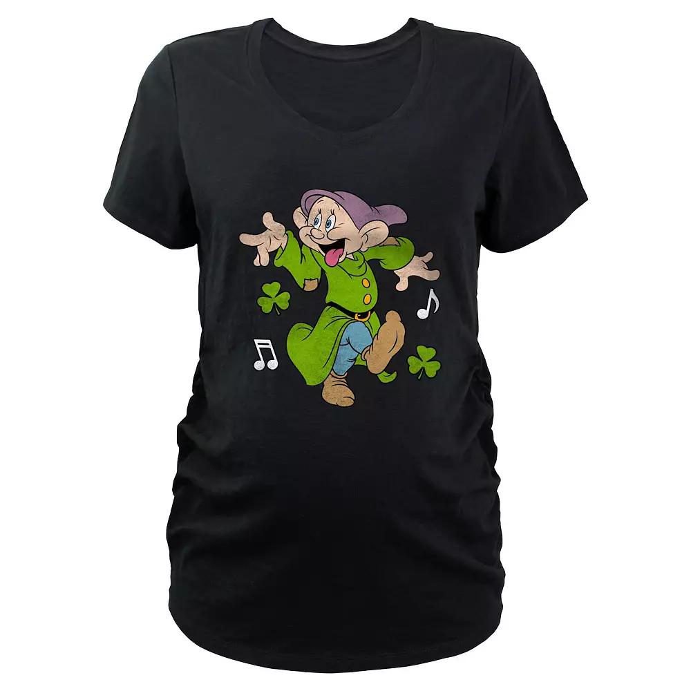 Disney's Snow White And The Seven Dwarfs Dopey Irish Jig Dance Maternity Graphic Tee, Women's, Size: Small-Mat, Black Product Image
