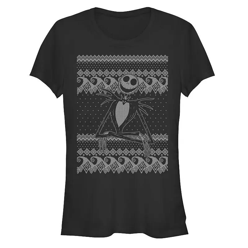 Juniors' The Nightmare Before Christmas Jack's Intarsia Sweater Graphic Tee, Girl's,  Product Image