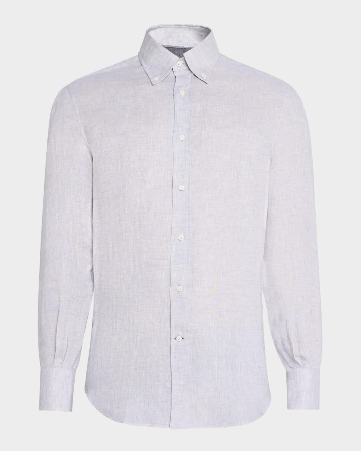 Men's Linen Casual Button-Down Shirt Product Image