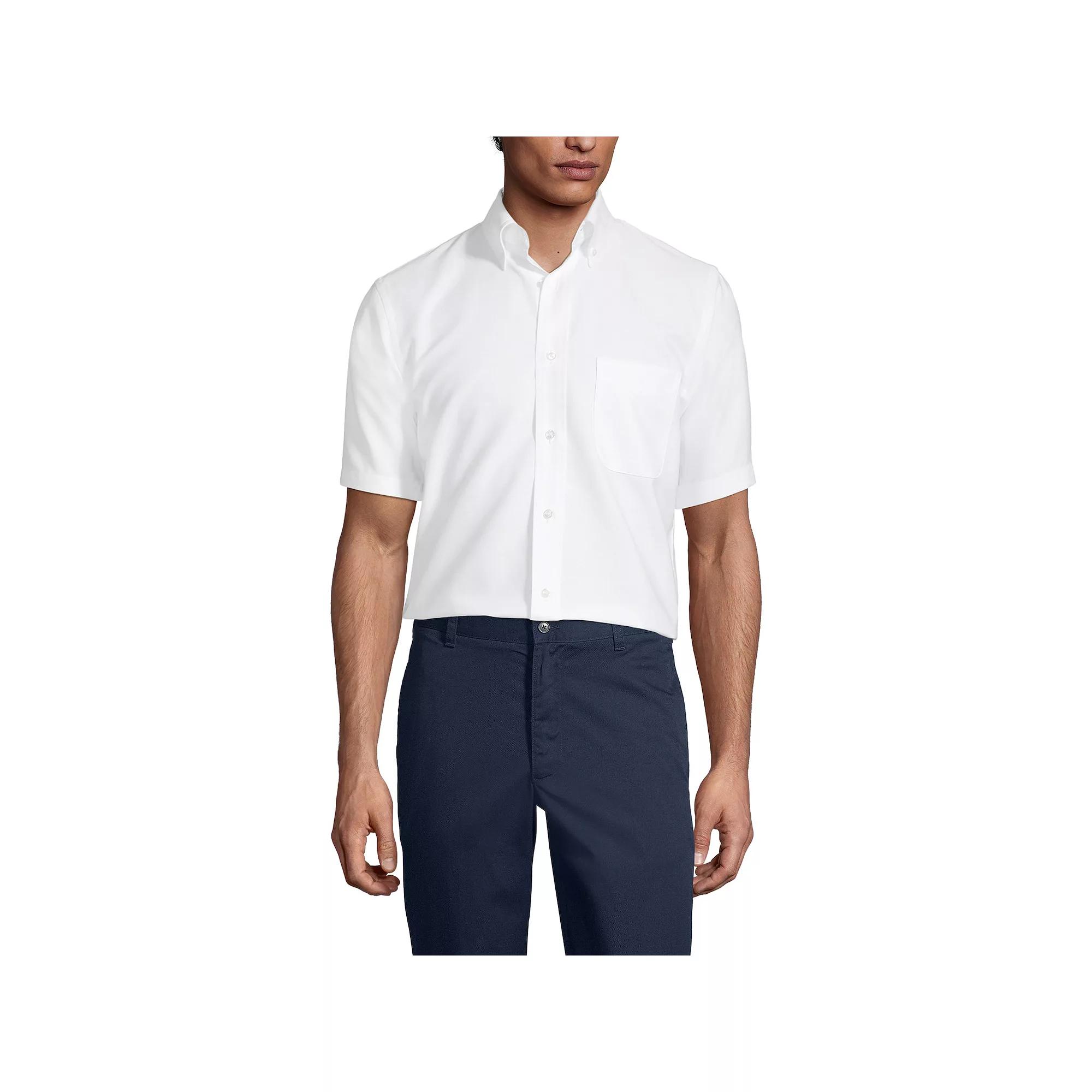 Men's Lands' End School Uniform Short Sleeve Oxford Dress Shirt,  Product Image