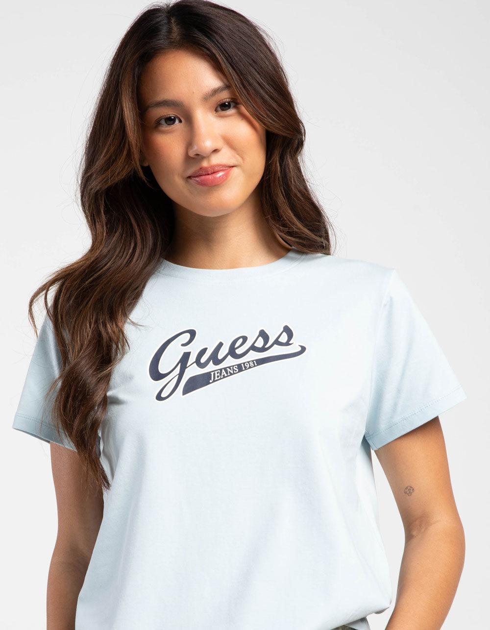 GUESS JEANS Script Regular Fit Womens Tee - LIGHT BLUE Product Image
