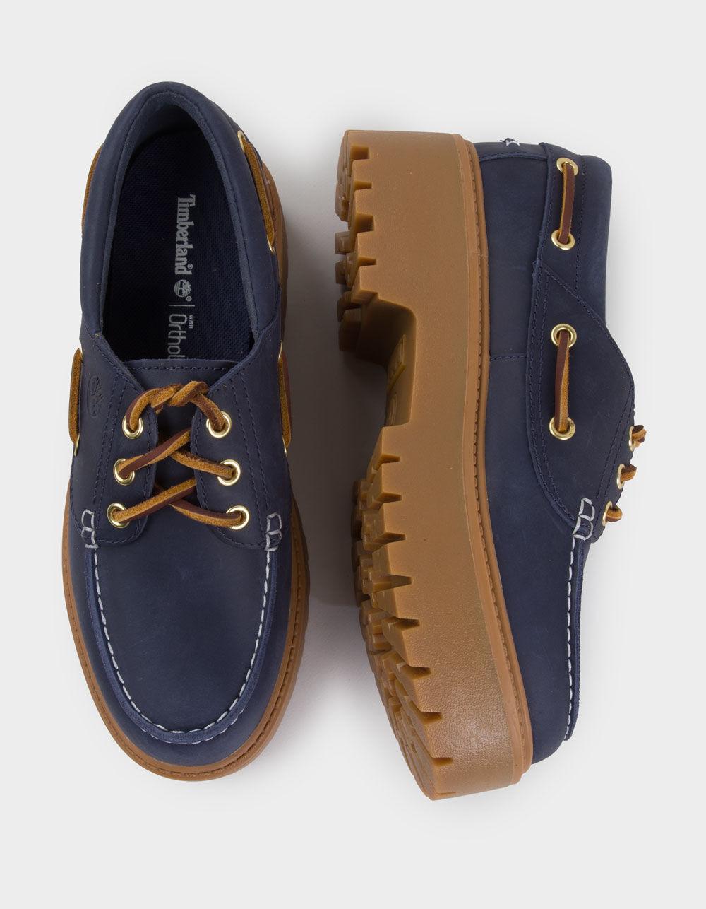 TIMBERLAND Stone Street Womens Platform Boat Shoes - NAVY Product Image
