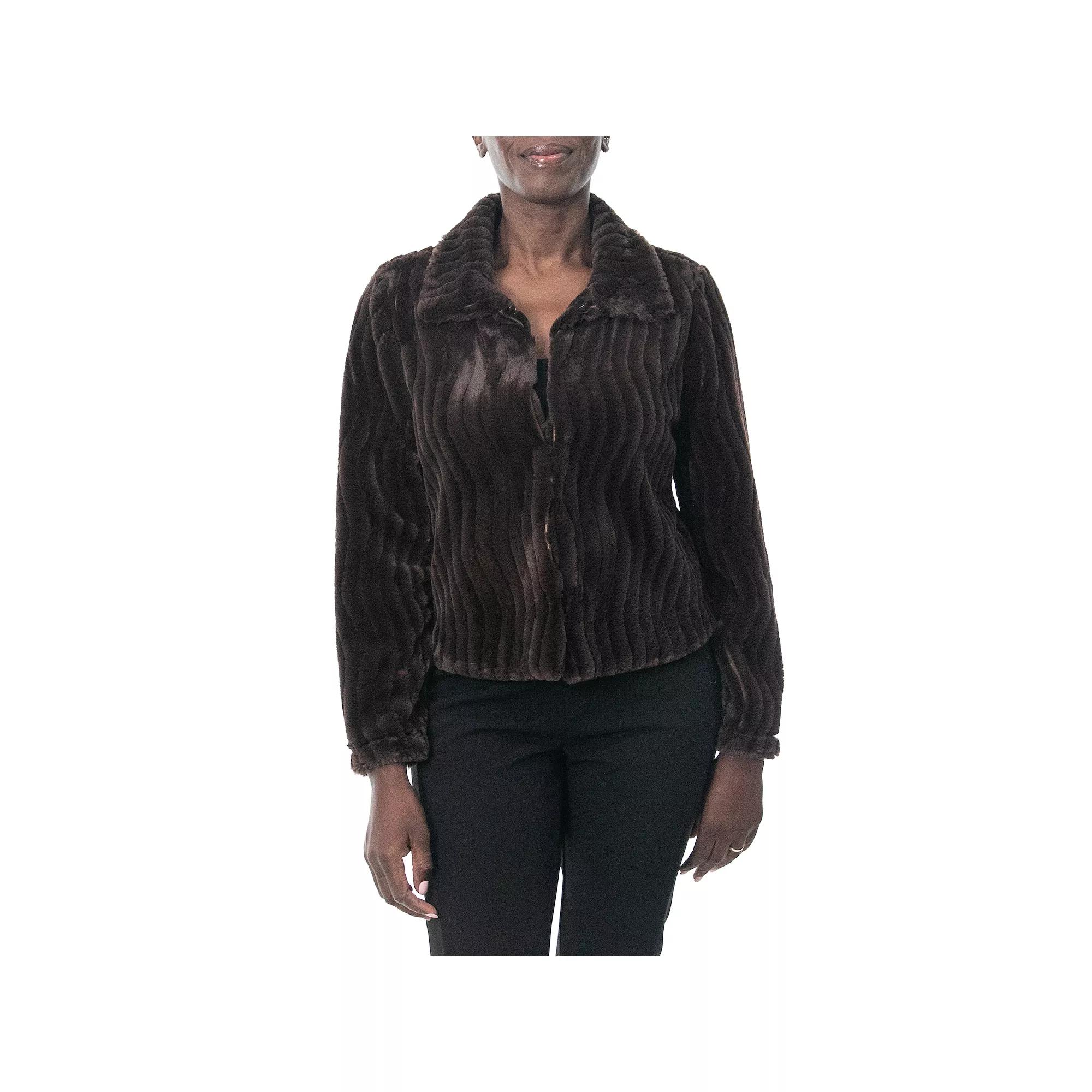 Womens Nina Leonard Collared Faux Fur Bolero Product Image