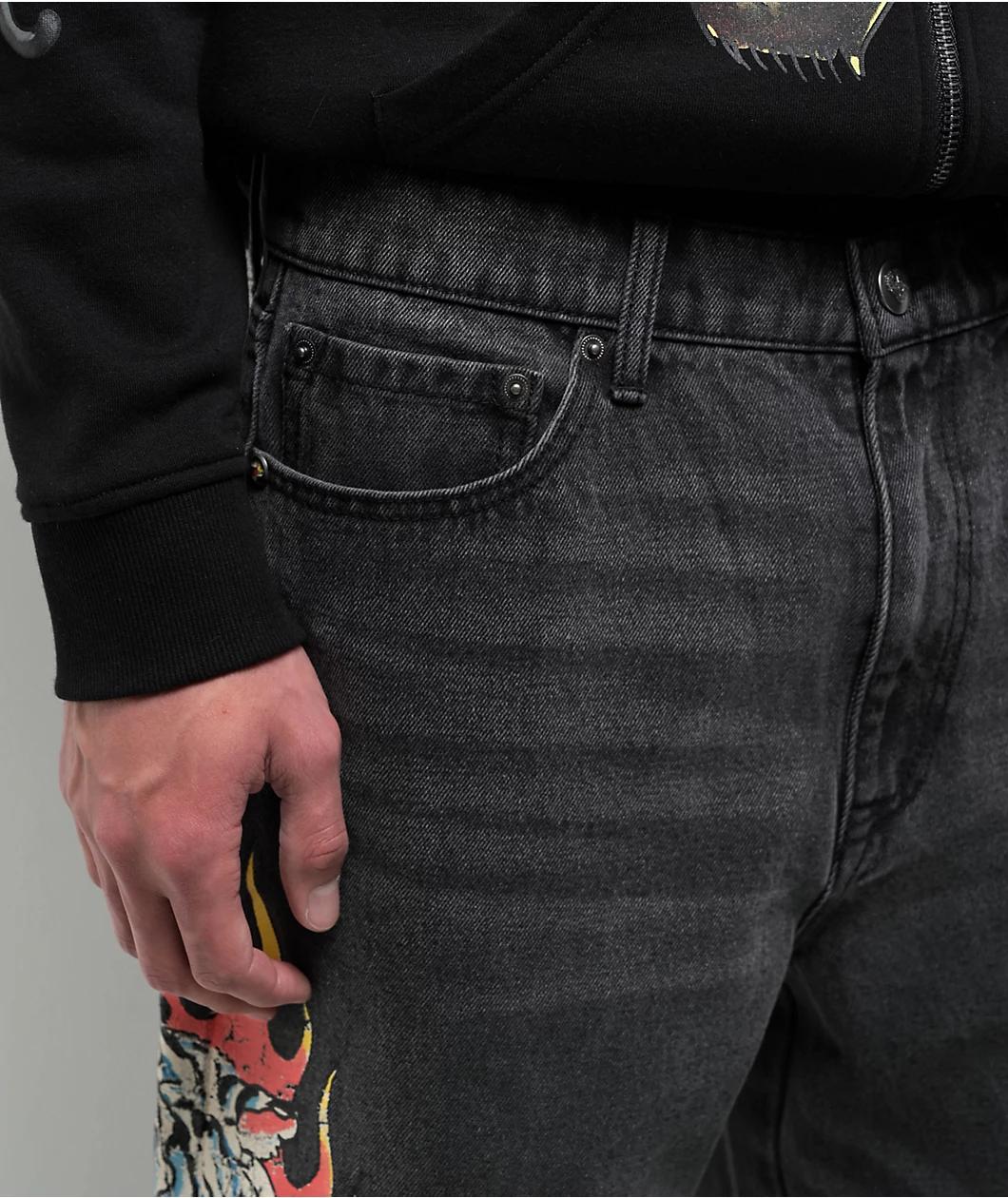 Ed Hardy Tiger Flame Black Wash Jeans Product Image