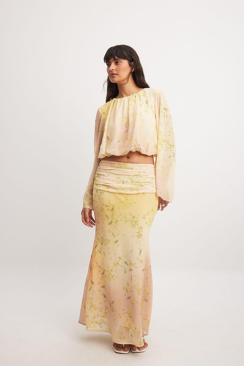 Draped Flowy Long Sleeve Blouse Product Image