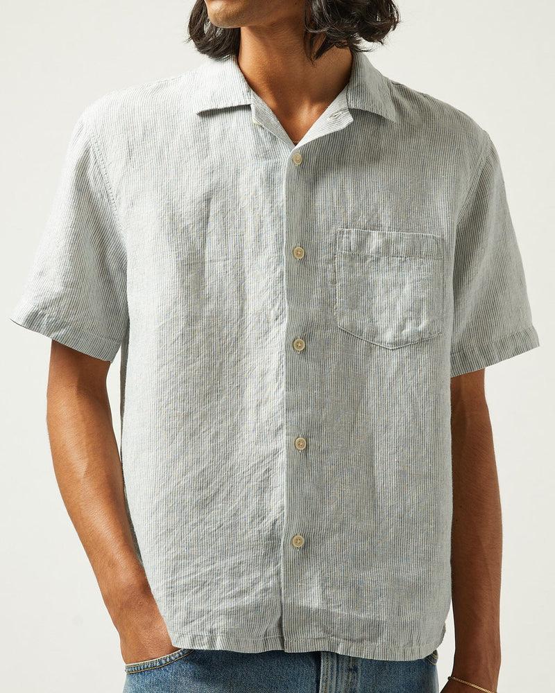 Linen Stripe SS Camp - Blue Product Image