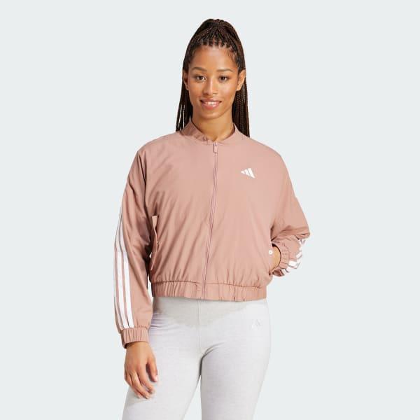 adidas Essentials 3-Stripes Lifestyle Woven Bomber Jacket Warm Clay 2XS Womens Product Image