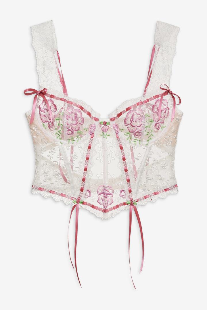 Rose Milk Eyelet Bustier — Pink Product Image