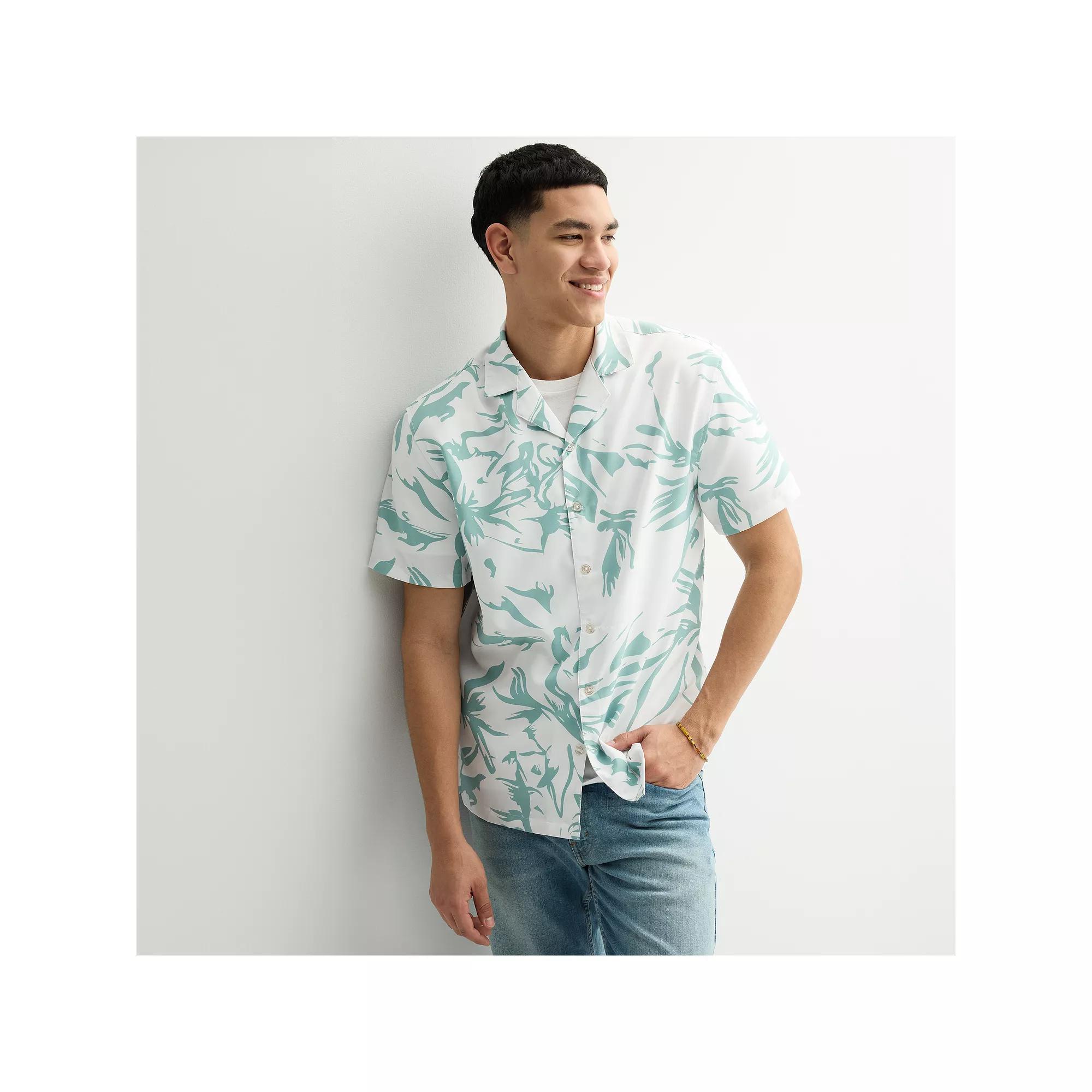 Men's Birch x Black Woven Camp Shirt, Size: Large, Aquifer Product Image