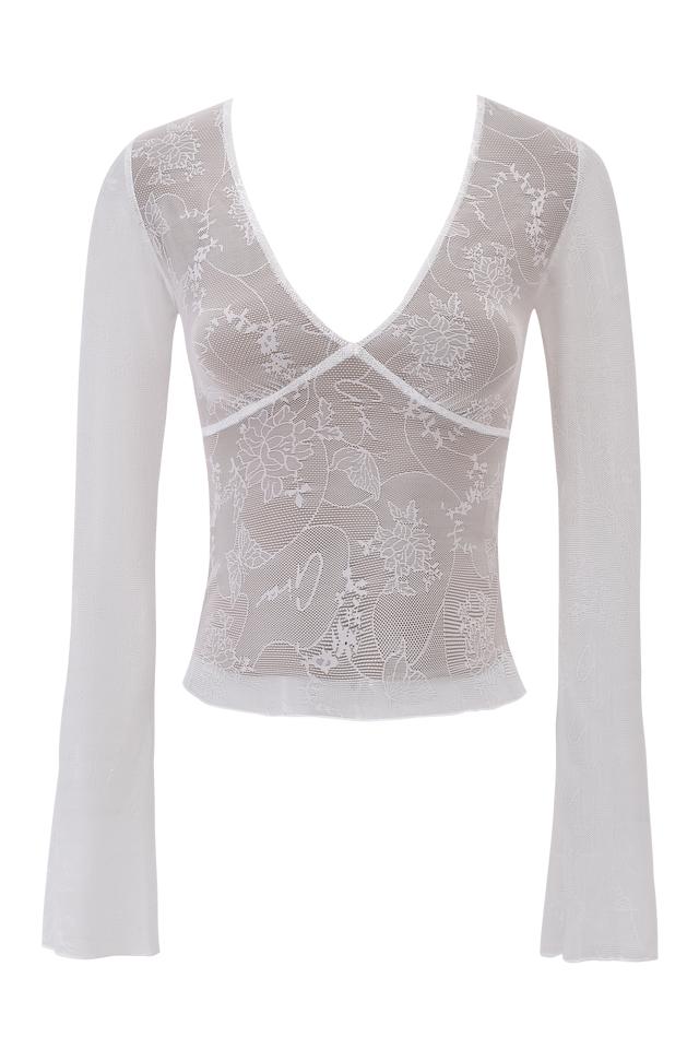 YVETTE TOP - WHITE : BUTTERFLY LACE Product Image