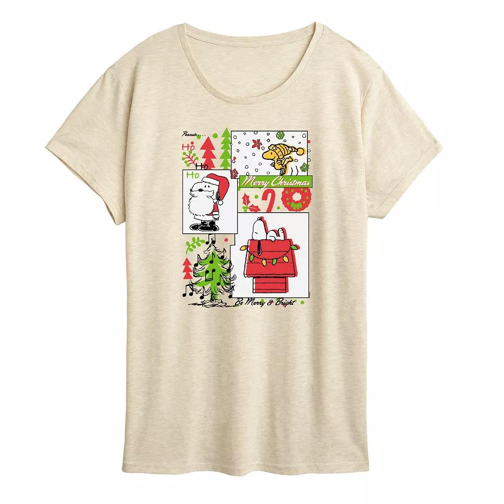 Women's Peanuts Snoopy & Woodstock Merry Christmas Graphic Tee,  Product Image