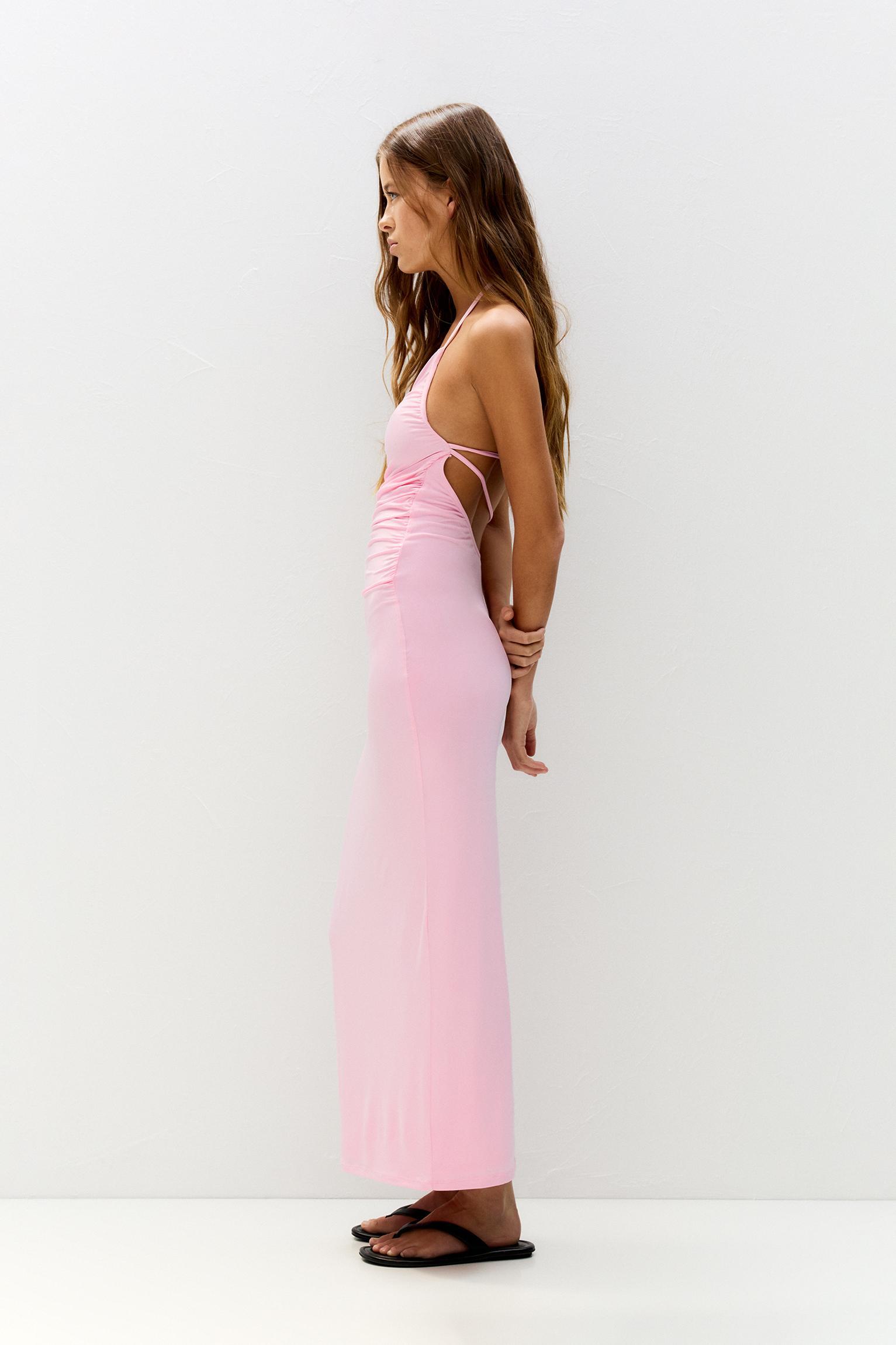 Asymmetric midi gathered dress Product Image
