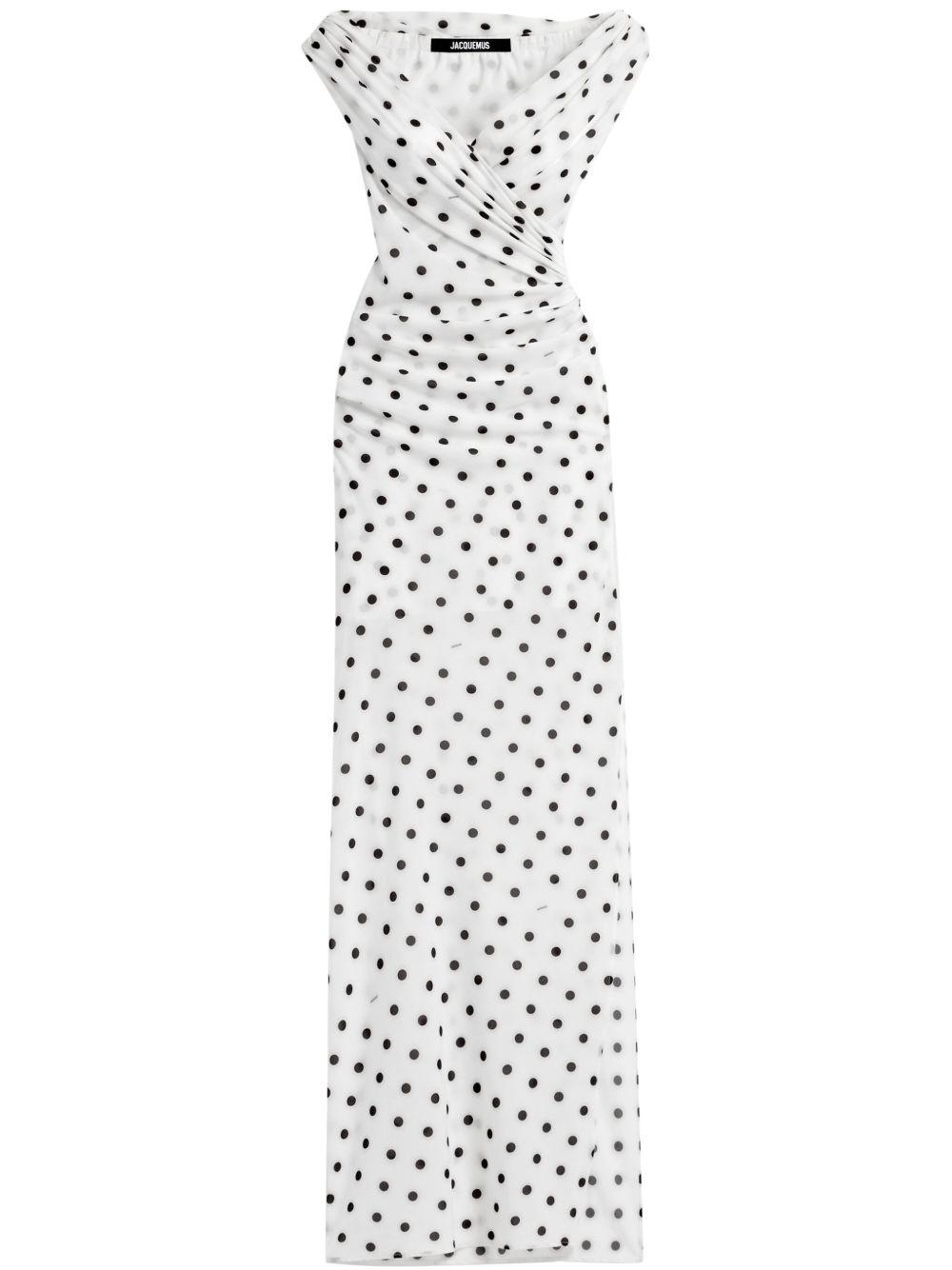 JACQUEMUS Women Rita Pois Long Dress In White Product Image