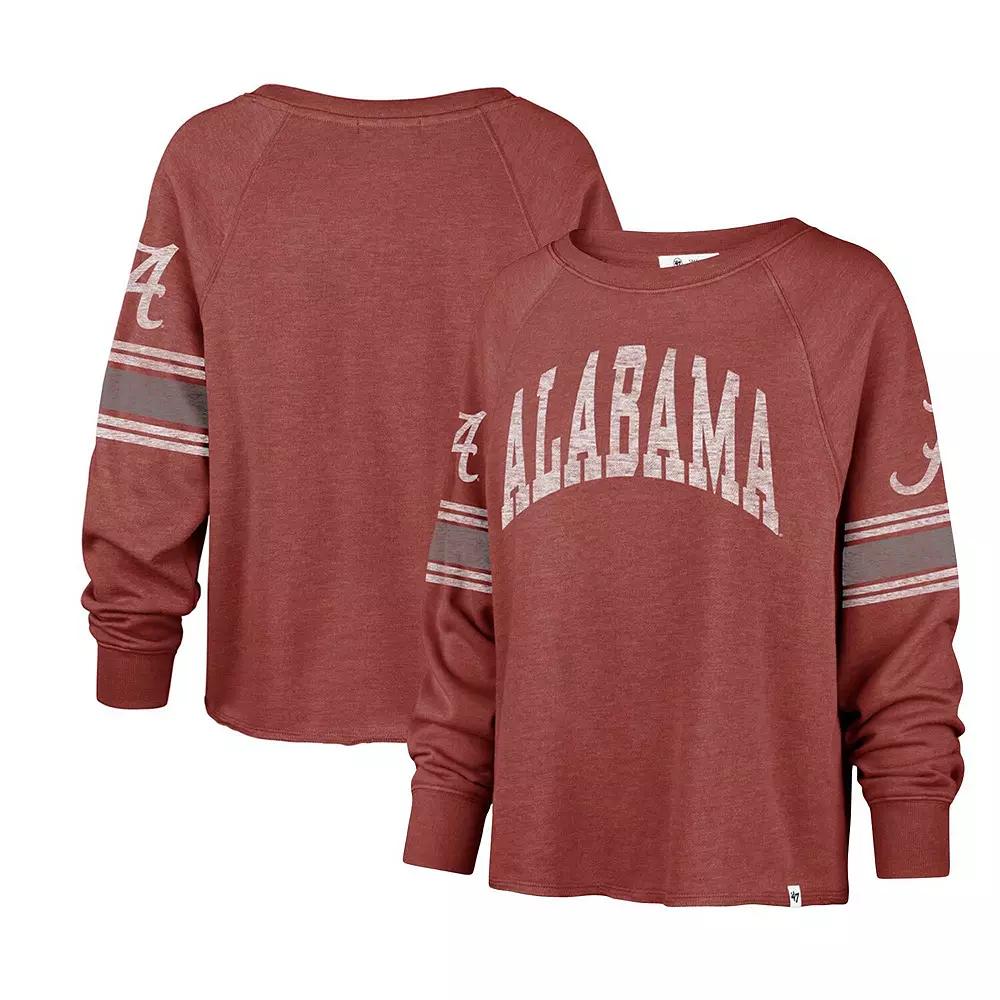 Women's '47 Crimson Alabama Crimson Tide Allie Modest Raglan Long Sleeve Cropped T-Shirt,  Product Image