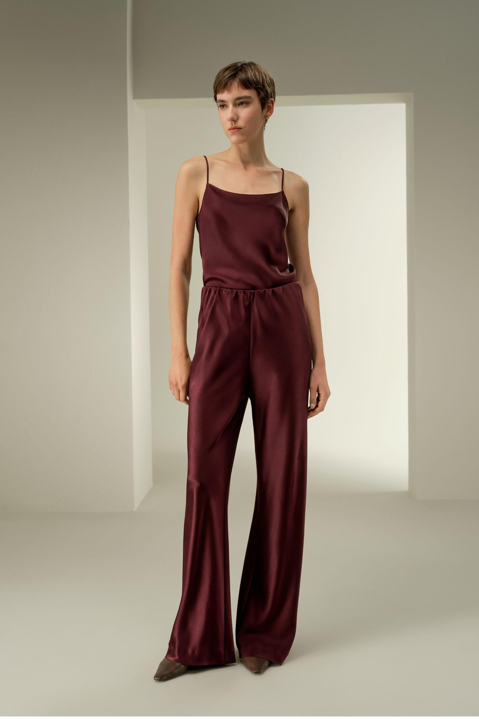 Straight-Leg Silk Satin Pants Product Image