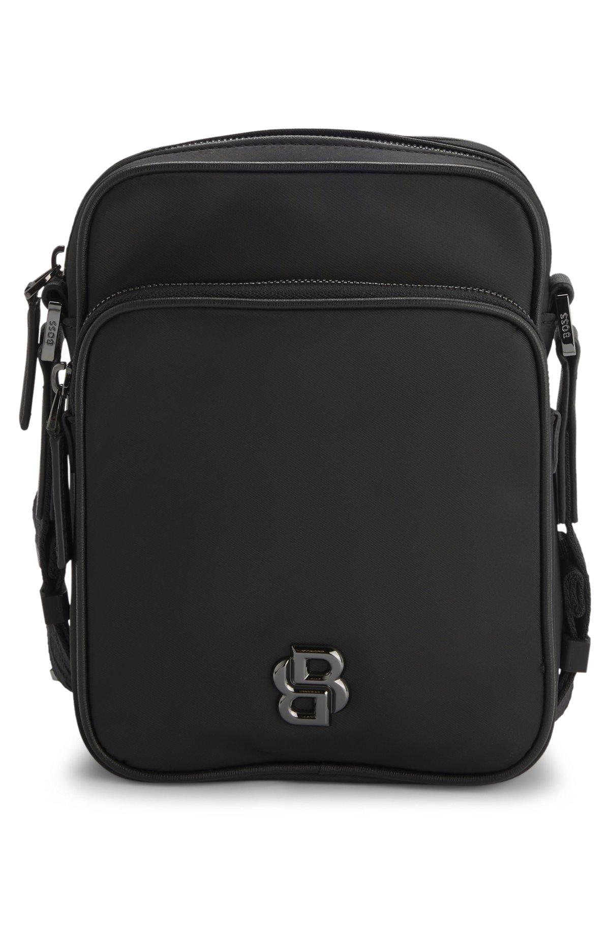 BOSS - Twill reporter bag with Double B monogram - Black Product Image