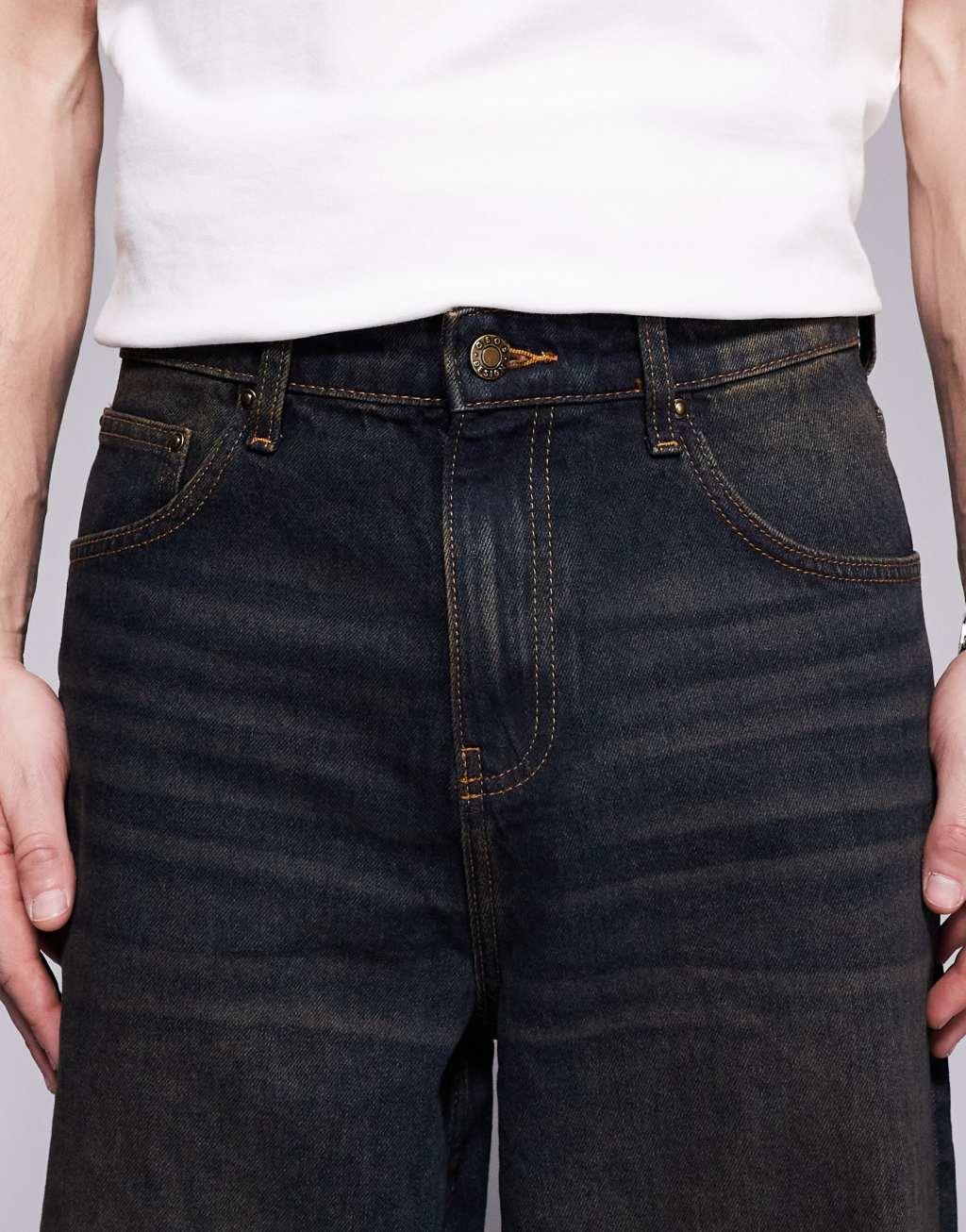 ASOS DESIGN super baggy fit jeans in black wash Product Image
