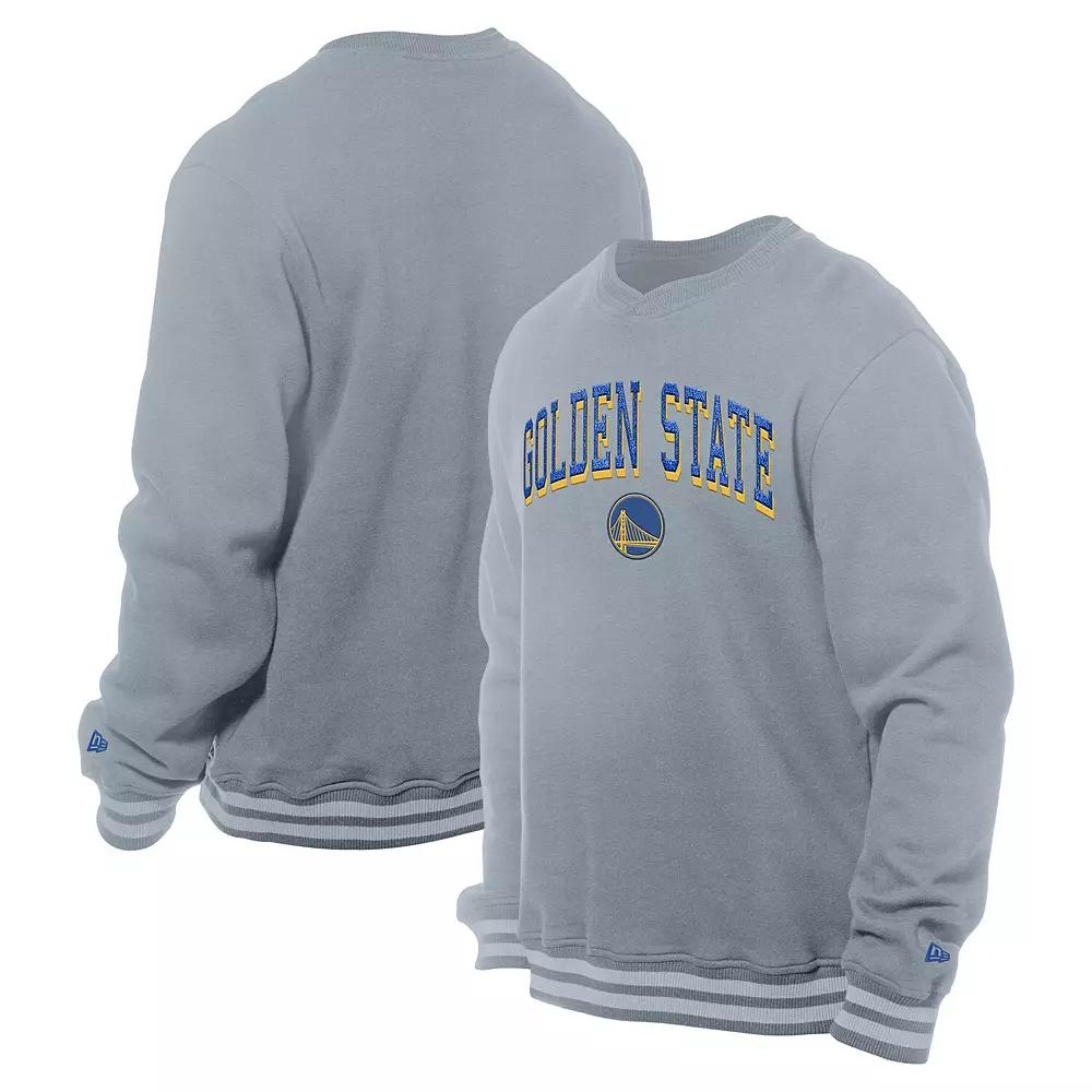 Men's New Era Gray Golden State Warriors Chenille Cross Over Pullover Sweatshirt, Size: 2XL, Grey Product Image