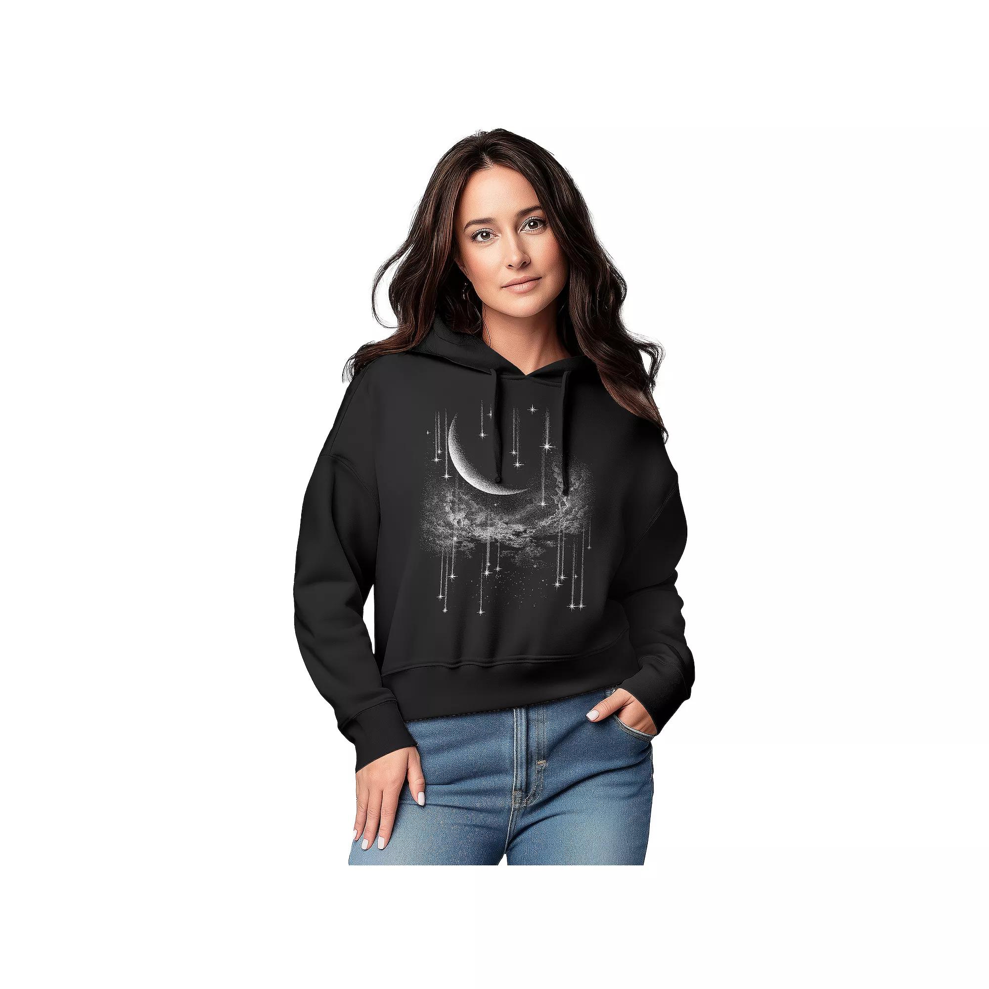 Women's Falling Stars Graphic Cropped Hoodie,  Product Image
