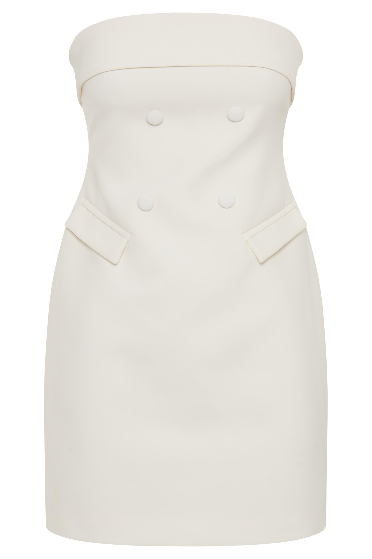 Abbie Strapless Suiting Mini Dress - Ivory Product Image