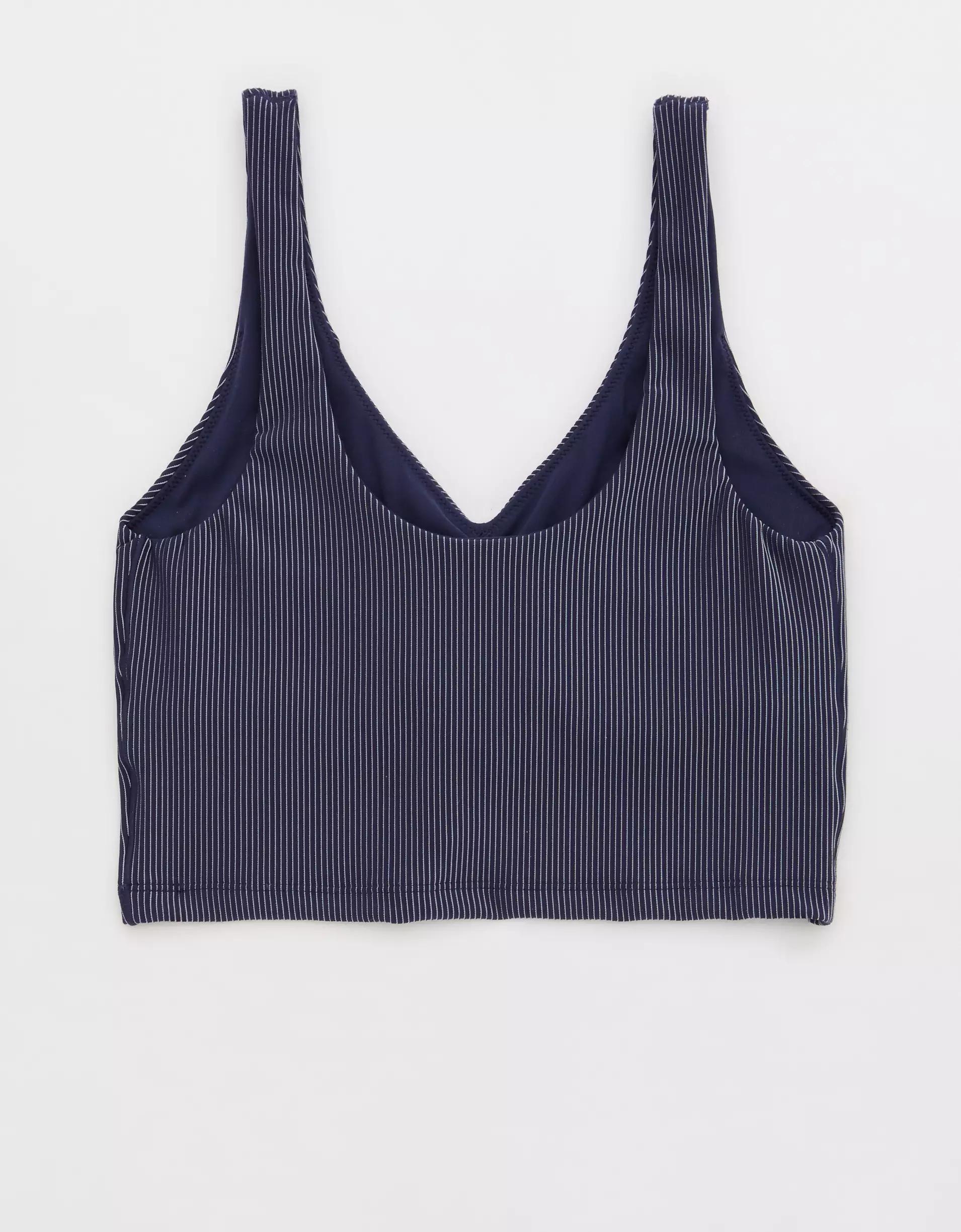 OFFLINE By Aerie Stripe Rib Ruched Low Key Sports Bra Product Image