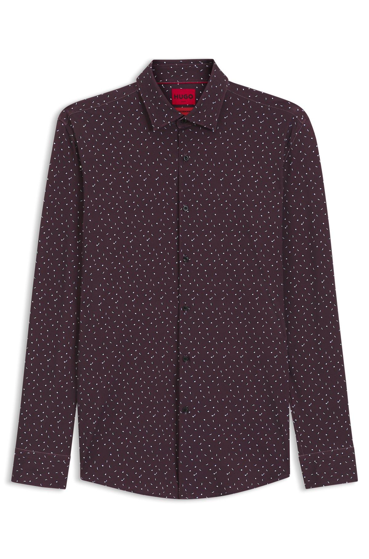 Printed slim-fit shirt in performance-stretch jersey Product Image