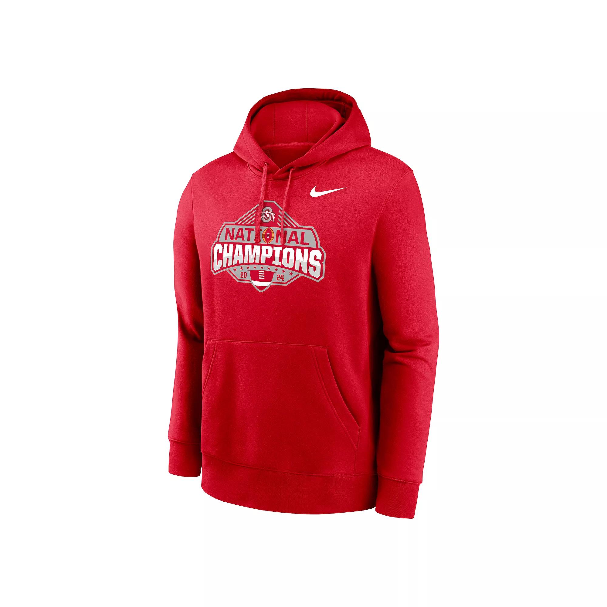 Men's Nike Scarlet Ohio State Buckeyes College Football Playoff 2024 National Champions Official Logo Pullover Hoodie, Size: Small, Red Product Image
