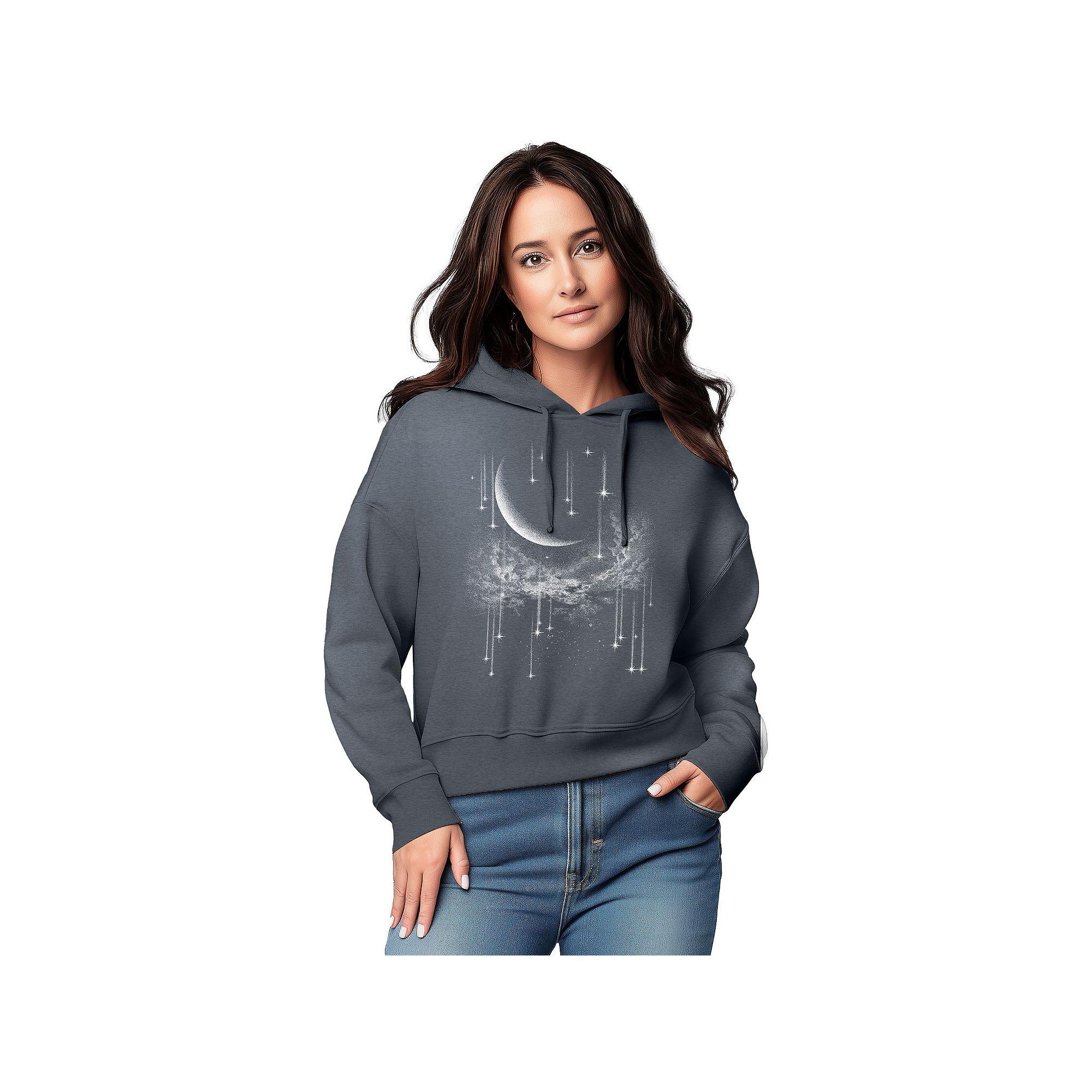Women's Falling Stars Graphic Cropped Hoodie,  Product Image