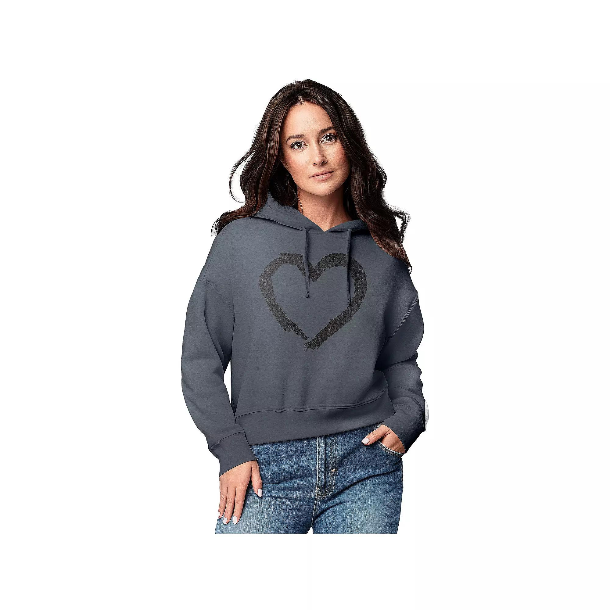 Women's Paintbrush Stroke Heart Graphic Cropped Hoodie,  Product Image
