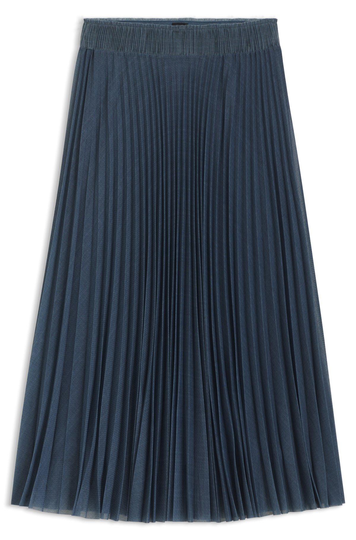 BOSS - Lined tulle skirt with plissé pleats - Light Blue Product Image