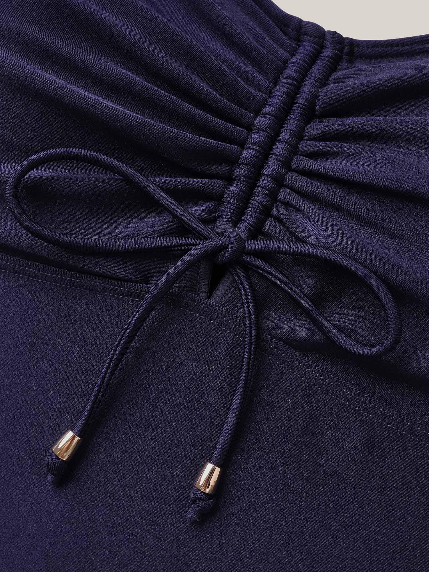 Adjustable Back-Tie Cinched One-Piece Swimsuit Female Product Image