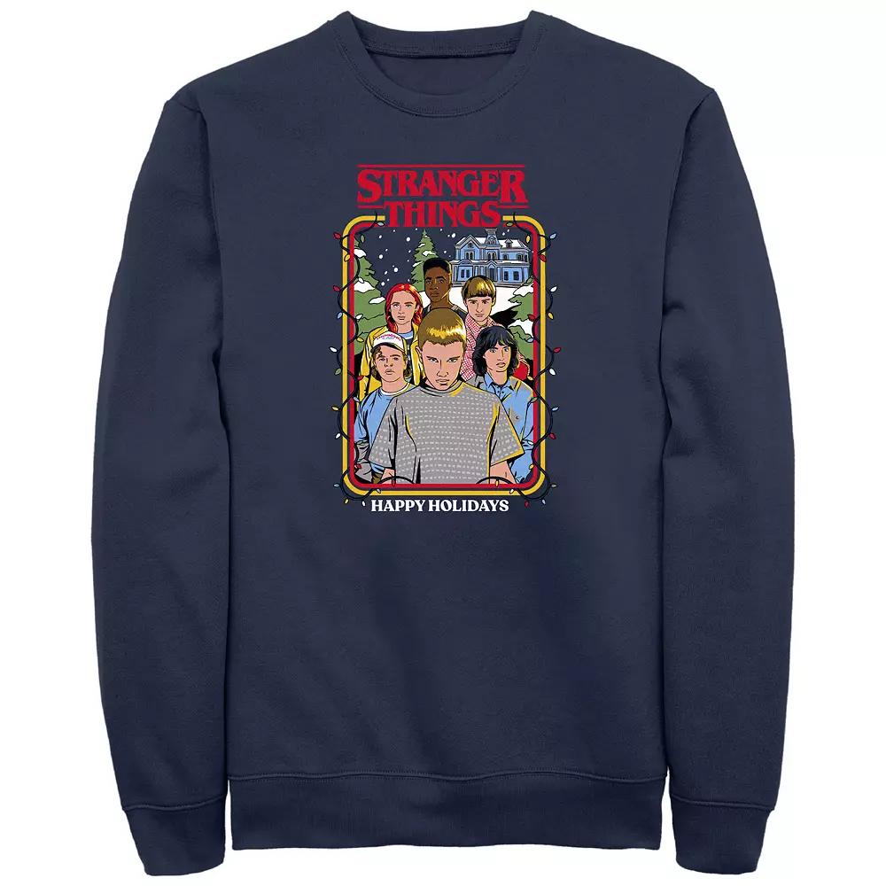 Big & Tall Stranger Things Happy Holidays Card Graphic Fleece, Men's,  Product Image