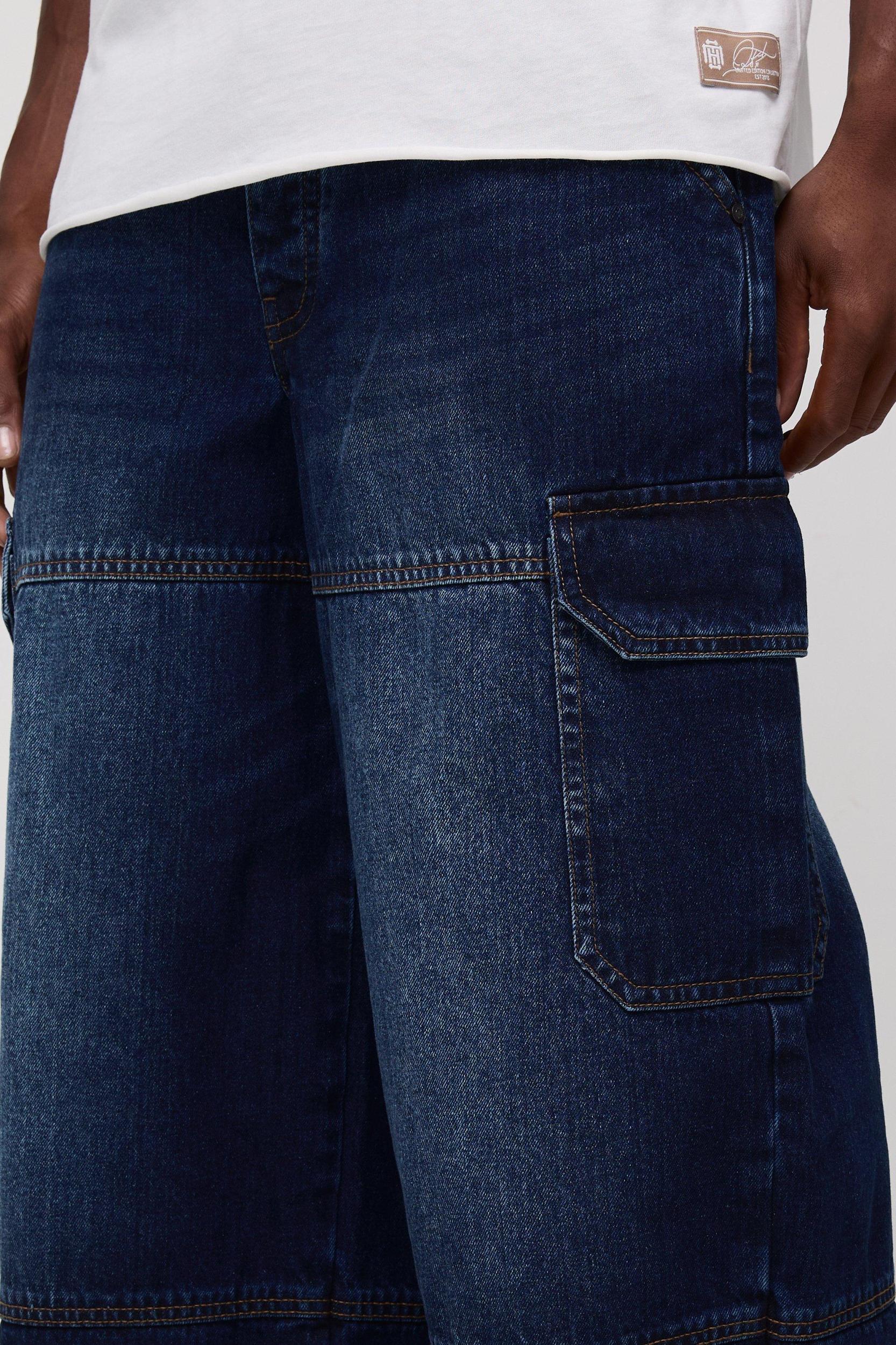 Super Baggy Rigid Cargo Denim Jeans | boohooMAN USA Product Image
