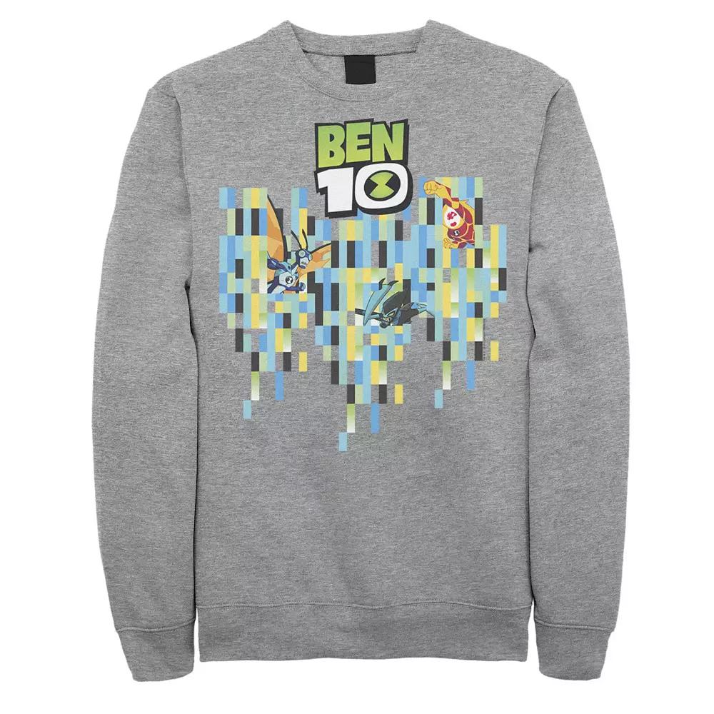Men's Ben 10 Aliens Pixel Background Sweatshirt, Size: Large, Athletic Grey Product Image