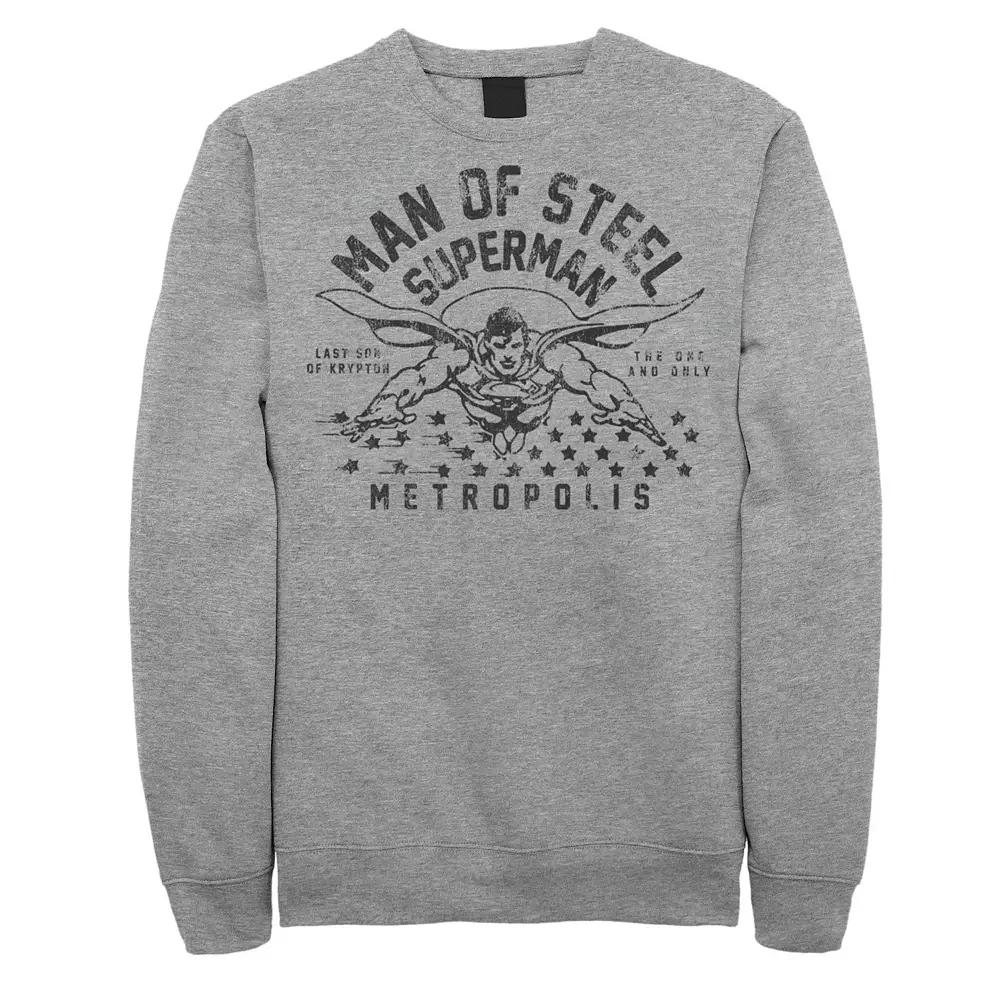 Men's DC Comics Superman Man Of Steel Line Art Portrait Sweatshirt, Size: XXL, Athletic Grey Product Image