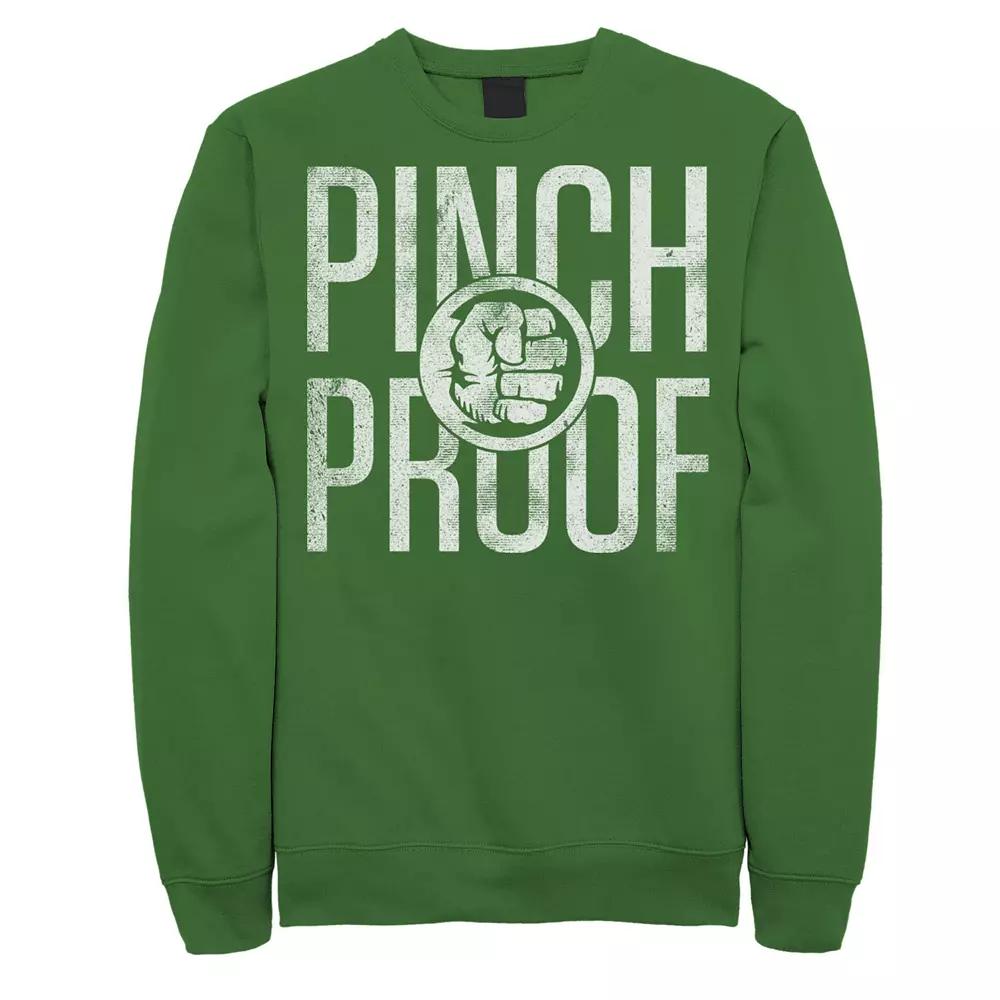 Men's Marvel Hulk Pinch Proof St. Patrick's Day Sweatshirt, Size: 3XL, Kelly Product Image