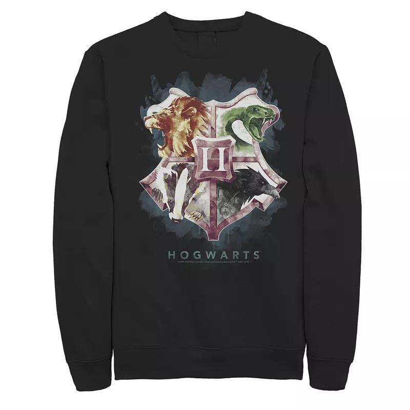 Big & Tall Harry Potter Hogwarts Watercolor Wash Crest Fleece Graphic Pullover, Men's,  Product Image