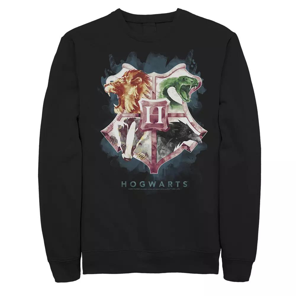 Big & Tall Harry Potter Hogwarts Watercolor Wash Crest Fleece Graphic Pullover, Men's,  Product Image