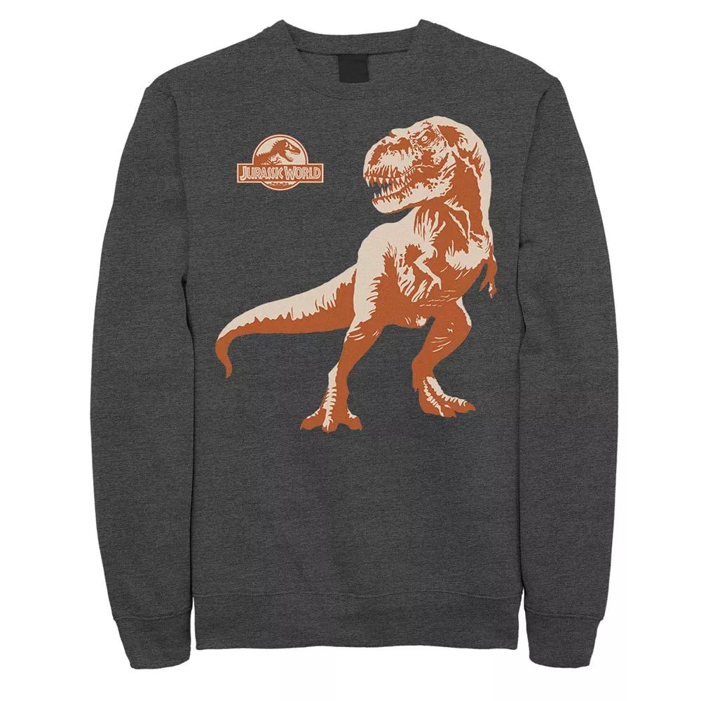 Men's Jurassic Park Orange Hue T-Rex Portrait Logo Graphic Fleece Pullover,  Product Image