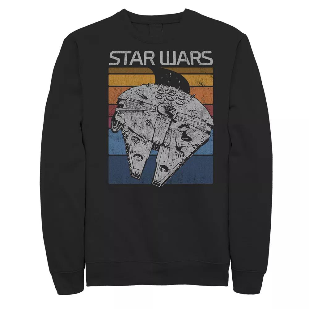 Men's Star Wars Millennium Falcon Retro Lines Poster Sweatshirt,  Product Image