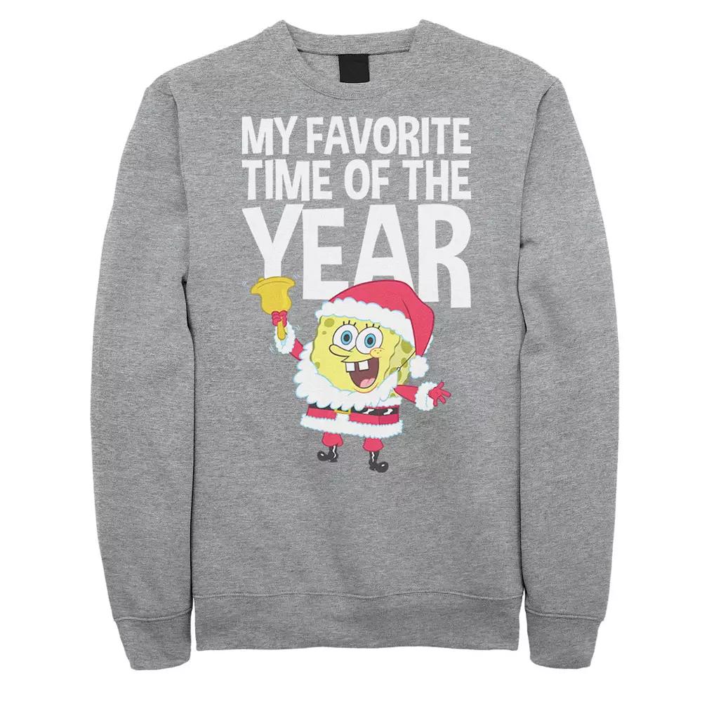 Men's SpongeBob SquarePants Santa Christmas Favorite Time Sweatshirt, Size: XXL, Athletic Grey Product Image