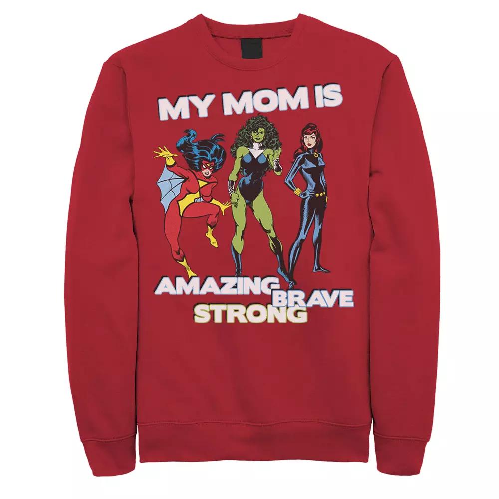 Men's Marvel Mother's Day Amazing Brave Strong Sweatshirt, Size: Small, Red Product Image