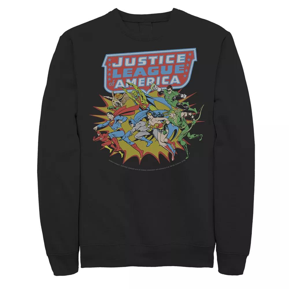 Men's DC Comics Justice League Of America Hero Run Sweatshirt, Size: Large, Black Product Image