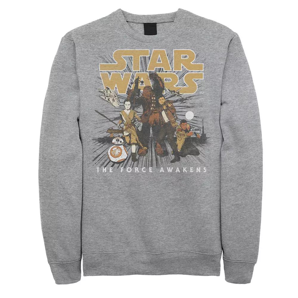 Men's Star Wars The Force Awakens Group Collage Sweatshirt, Size: Large, Athletic Grey Product Image