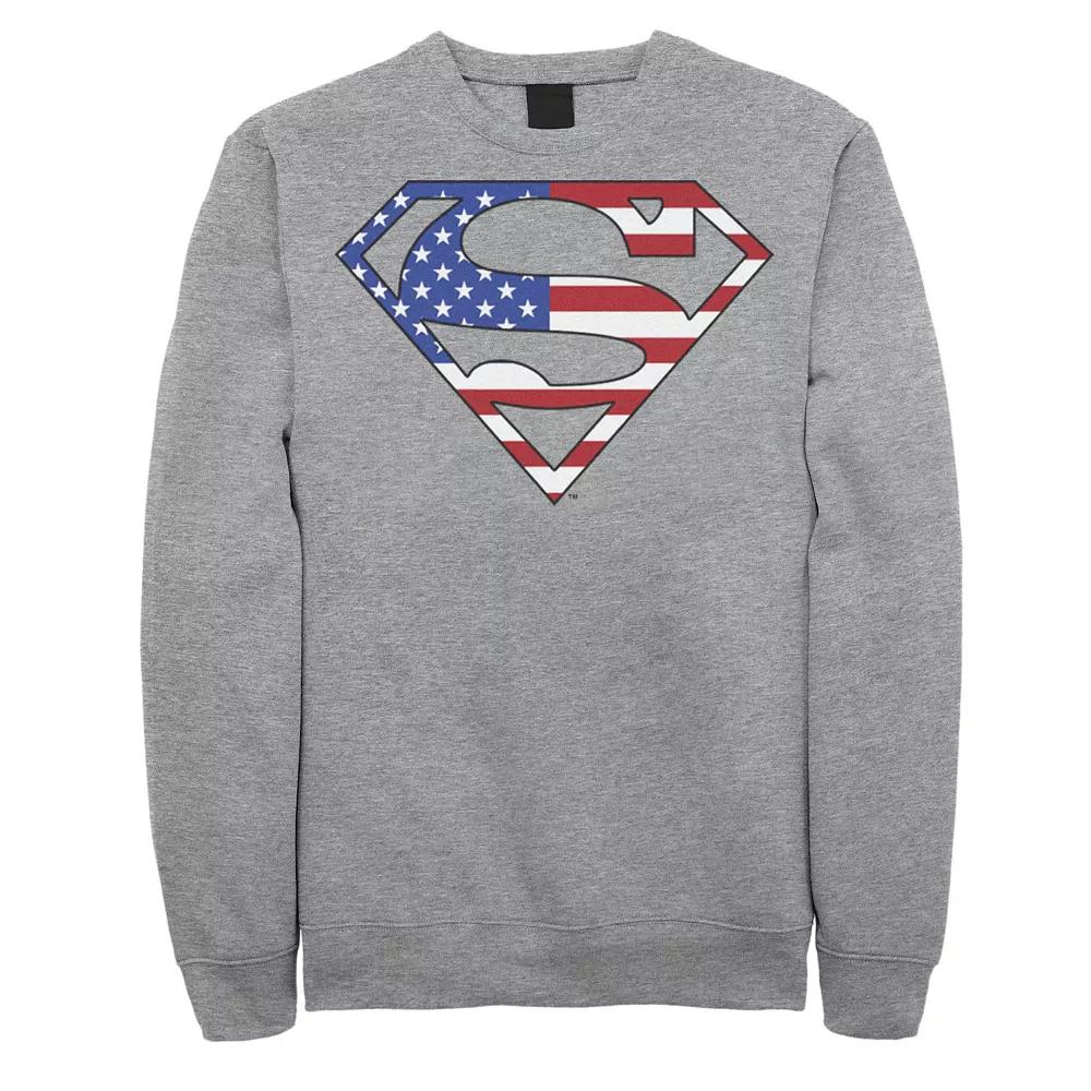 Men's DC Comics Superman American Flag Logo Fill Sweatshirt, Size: Large, Athletic Grey Product Image
