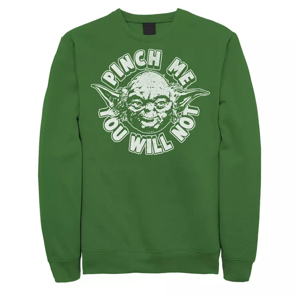 Men's Star Wars Yoda "Pinch Me You Will Not" Fleece Sweatshirt, Size: XL, Kelly Product Image